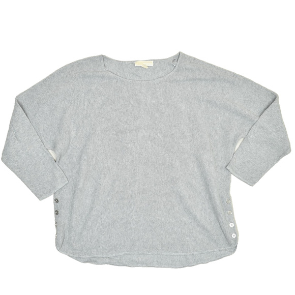 Michael Kors Women's Gray Cotton Blend Sweater Plus Size 1X W/ Button Accents - Picture 1 of 8